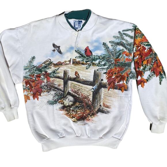 Art Unlimited Fall to Frost Wildlife Scene Double-sided Sweatshirt Sz M - Picture 12 of 12